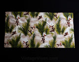 Cotton Fabric Scrap - 35 x 18.25 Inches - 1950s Wild Hunting Birds in Hand Stitched Padded Trapunto - 50s Forest Novelty Animal Scene