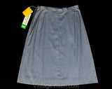Size 6 1950s Tailored Skirt - 50s 60s Slate Blue Cotton Chambray A-Line Skirt with Welt Pocket - Secretary Chic - Waist 25.5 - Deadstock NWT