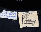 Size 4 Princess Dress - Small 1950s Two Piece Set - Novelty Crown Embroidery - 50s Black Velveteen & White Tiaras - Waist 25 - Vintage Vixen