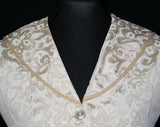 Medium 50s Apron - Hostess Style Ecru Lace Taffeta Smock Top - Size 10 to 12 - Bust 40 Hip 45 - 1950s Housewife - NOS Deadstock - 40871