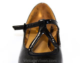 Size 12.5 Girl's Black Mary Jane Dress Shoes - Authentic 1950s 60s Girls Patent Vinyl - 12 1/2 - 50s Children's Flats Deadstock in Box - NIB