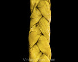 Size 8 1930s Evening Dress - Citron Yellow Rayon Satin Floral Brocade Formal Gown - Authentic 30s Party Frock - Braided Halter - Waist 27