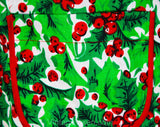 Size 14 Christmas Smock Apron - Red & Green Holly Berries Novelty Print - Large 60s Sleeveless Casual Kitchen Top - NOS Deadstock - Bust 44