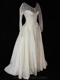 Size 4 Wedding Dress - 1950s Princess Inspired Taffeta & Lace Bridal Gown with Train - Traditional 50s Fairytale - Waist 25 - 36353-1