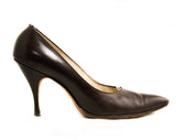 Size 5.5 Sexy High Heels - Classic 1950s Dark Brown Shoes - MCM 50s Pointed Toe Stiletto by Mademoiselle - Chocolate Leather - 5 1/2 AA