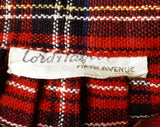 1950s School Girl Skirt - Red & Black Tartan Plaid Pleated Kilt Style - Children's Size 12 14 Pre Teen - Fall Autumn Preppie - Waist 25.5