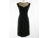 Size 6 Designer 1950s Black Linen Dress - Small - As Is - Sexy Fish Net & Velvet - 50s Rockabilly Glam - Karen Stark Harvey Berin - 43785
