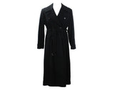 Large Calvin Klein Black Trench Coat - Size 14 1980s Designer Cashmere Blend Luxury Coat with Belt - Classic Fall Winter Overcoat - Bust 43