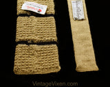 Men's Square End Tie - 1960s Khaki Tan Mohair Wool Knit Square-End Tie by Rooster - 60s Striped Navy Blue Mens Necktie - 60's Heathernit