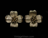 Napier Dogwood Brooch & Earrings - Gold Vermeil and Sterling - Beautiful 50s 60s Demi Parure - State Flower Virginia North Carolina - 50584
