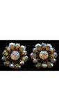 Aurora Borealis 1950s Atomic Earrings - Rhinestone & Goldtone Metal - 50s Clips - Moonrocks Style - Luminous - 50's Glamour Girl - 27931