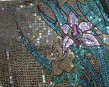 Size 10 Designer Dress Set - Exceptional 1920s Style Flapper Party Dress - Sequin Iris Flowers & Silk Chiffon - Neil Bieff / Arturo Herrera