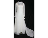 Size 4 Wedding Dress - Elegant & Ethereal Cream Georgette Bridal Gown with Trailing Hem - Attached Train - New With Tag - Bust 33 - 31826-1