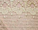 Size 6 White & Pink Mini Dress by Designer Victor Costa - Posh Small Ivory Embroidered Organdy with Pink Lining - Petite Length - Waist 26