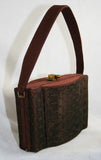 Authentic 1930s Purse - Art Deco 30s Nutmeg Brown Fish Net Box Bag - 30s Fishnet Handbag - Fall Autumn Color - Elegant Rare 30's Deadstock