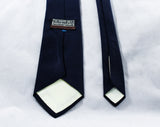 70's Navy Blue Tie - Preppy Guy 70s 80s Mens 1970s 1980s Necktie - Pure Silk from The Men's Store Bloomingdales - All Season Neckwear