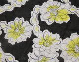 1960s Daisy Print Fabric - Over 4.5 Yards x 37" Wide - 60s Sheer Cotton Gauze - Black Yellow & White Daisies 1960s Summer Hippie Yardage