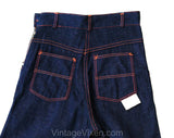 Size 000 1950s Denim Capri Pants - XXXS Authentic 50s Classic Pedal Pushers - Dark Blue Indigo Cotton - Pin Up Girl NWT Deadstock - Waist 24