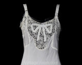 Size 2 White Rayon 1940s Dress Slip with Deco Ribbon Bows - Silky Bias Cut Authentic 40s Lingerie - XXS Full Slip - Lace Bust - Bust 31.5