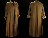 Size 6 Bombshell Dress & Coat - Small 1950s Linen Look Rayon Ensemble - 50s Lucy Style Mocha Brown with Studs and Soutache - Waist 26