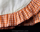 1950s Baby's Summer Dress - Chicken Novelty Gingham 50s 60s Infant's Frock - Size 18 Months Girl Yellow & Orange Dress - Picnic Check