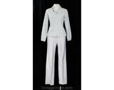 Size 0 1980s Office Outfit - XXS Gray and Black Three Piece Corduroy Suit - 80s Long Sleeve Top & Tailored Pant - NOS Deadstock - Waist 23