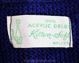 Teen Boy 1950s Cardigan - 50s 60s Navy Button Front Sweater - Dark & Sky Blue Racing Stripes - V Neck Old School Knit Top - Chest 32 - NWT