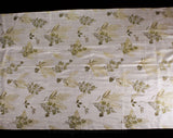 Botanical Print 1970s Fabric - 9 Yards x 37 Inches - White Cream Bronze Brown - For Drapes Pillows or Upholstery - Gold Stripe 70s Yardage
