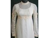 Size 8 Wedding Dress - Lattice Tucked 1960s Empire Bridal Gown with Romantic Juliet Sleeves - New With Tag - Bust 35.5 - Waist 27.5 - 31818