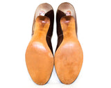 Size 6 Brown 40s Shoes with Decorative Clips - Unworn 1940s Beautiful Leather 3 1/2 Inch Heels - Fall Autumn Deadstock - Deco Reptile Bows