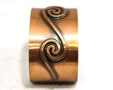 Copper Cuff Bracelet - Southwestern Wave Motif - 1950s 60s Solid Metal Bracelet - Rockabilly Southwest American Boho Bohemian - 50446