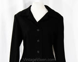Size 12 1950s Black Jacket from Park Avenue NYC Boutique - Tailored 50s 60s Haute Style Wool Blazer with Red Flash Lining - Bust 38