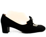 Size 8 Black Evening Shoes - Glam 1960s Cocktail Party Pumps - 60s Designer Bruno Magli - Crepe & Sparkling Rhinestones with Bow - 8M