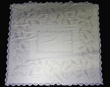 Pastel Embroidered Tablecloth - Cream Cocoa Pink Blue & Mint Green Leaves Embroidery - Soft Elegant Rustic Large Rectangle - Spring Hues