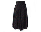 Size 2 1970s Flared Skirt - XS 70s Diagonal Striped A Line - Burnt Orange Camel Tan Denim Blue Teal - Fall Winter Knee Length - Waist 24