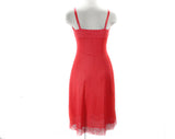 Size 8 Coral Pink Full Slip - Pin-Up Perfect 50s Nylon Tricot Slip - 1950s 1960s Pretty Negligee with Sheer Lace Bust - Bust 35.5 - 50657