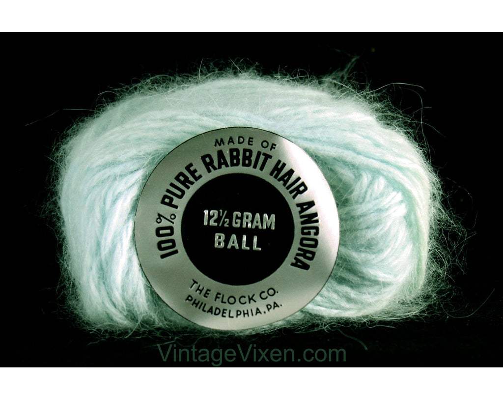 Blue Angora Yarn - 8 Skeins from France - Fluffy Hazy Lofty Pastel Powder Blue 1950s Rabbit Hair for Knitting Crochet Fiber Arts - 100 Grams