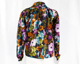 Size 18 Purple Floral Shirt - 1970s Spring Summer Hippie Top - Wearable As Maternity - Breezy Casual Blouse - Violet Olive Rust - Bust 45