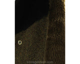 XL Men's Towncraft Car Coat with Faux Fur Collar - 1950s 1960s Mens 60s Hip Length Jacket - Fall Winter Brown Tweed - Big & Tall - Chest 50