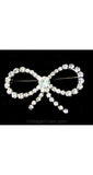 Charming Rhinestone Bow Pin - Silvertone 1950s Brooch - Glamour Starlet Silver Metal Charming Pin - Mint Condition - 1930s Look - 39052