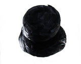 Chic Black 1960s Hat - Mod Drama Cloche Style 60s Millinery with Bowl Shaped Brim - Beautiful Fall Winter Bucket Hat - Felt & Velvet Ribbon