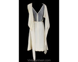 Size 8 Designer Dress - Minimalist 1960s Ivory White Crepe Cocktail by Donald Brooks - Goddess Style Wrap - Gorgeous Quality - Waist 26.5
