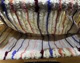 1940s Sewing Handbag - 40s World War II Era Chenille Cotton Purse - Make Do & Mend - Antique Carpet Bag Look - Pink Burgundy Purple Stripes
