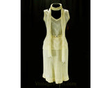 Size 4 Flapper Dress - 1920s Style Flaxen Yellow Four Pc Set - Small 70s Boho Knitwear by Knit Bazaar - Shell Skirt Scarf & Belt - 20s Look