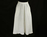 Size 6 Linen Skirt - Neutral Ivory Beige Cross Woven Flax Blend - Lovely Subtle Weave - A-Line 80s Summer Skirt With Pockets - Waist 25.5