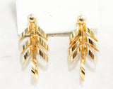 Modernist Necklace & Earrings - Brass Metal Echo Chamber Motif - 1970s 80s Disco Chic - Clip Earring - Gold Hue - 70s 1980s Modern - 50425