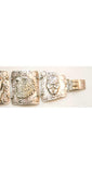 Vintage 1940s Imperialist Historic American Bracelet - Silvertone Silver Metal 40s Southwestern History - Likely Artisan Made - 38346-1