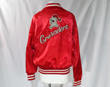 Mens Medium Red Satin Jacket - Drum & Bugle Corps Rochester Crusaders - Music Marching Band Drum Major Windbreaker - Chain Stitch - Chest 42