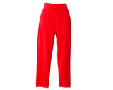 Size 8 1950s Pant Suit - Red Velveteen Tunic & Capri Cropped Pants - Audrey Style 50s 60s Cotton Outfit - Made in Milan Italy - Waist 26.5