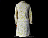 Size 6 Spring Suit - 1960s Yellow & White Lace Cocktail Dress and Jacket - Tailored Sleeveless Sheath - NWT 60s Deadstock - Bust 34.5